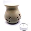CRIGEMA - Brucia Essenze in Ceramica Beige - Bruciatore per Oli Essenziali - Aromaterapia, Decorazione casalinga, Meditazione - Candela Tealight in Regalo