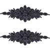 FINGERINSPIRE 2 pezzi di strass per abito (nero, 240 x 95 mm) patch di cristallo da applicare con ferro da stiro/cucire, applicazioni di cucito con diamanti, per abiti da sposa, vestiti, copricapo