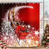 ASDCXZ Tenda da doccia natalizia, 120 x 180 cm, impermeabile, in tessuto, per vasca da bagno, decorazione natalizia, colore rosso, Babbo Natale, cervo, lavabile, in poliestere, con 12 ganci per doccia