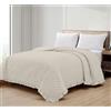 IlGruppone Copriletto Trapuntato Con Frill Matrimoniale Trapuntino Tinta Unita Due Piazze Con Balze Coperta Leggera Primavera Estate Trapunta Coperta Leggera Con Balza Applicata - Panna - Matrimoniale