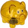 Makio Salvadanaio in Plastica Trasparente, Originale per Bambini, con Tappo, Dimensioni Piccole (10 x 8 x 8 cm), Leggero e Resistente, Giallo