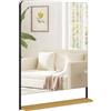HOMCOM Specchio da parete 80 x 60 cm con mensola in legno, moderno specchio rettangolare sospeso con cornice in metallo per ingresso, soggiorno, bagno, camera da letto, nero