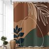 ASDCXZ Tenda da doccia Boho Style 165x180 cm, Arte Moderna Astratta Foglie Irregolari Circolari Verde Scuro Marrone Lavabile Tende da Doccia Tessuto Impermeabile Tenda da Doccia per Vasca da Bagno con