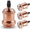 DiCUNO E27 Vintage Portalampada, Edison retro lampada a sospensione, Adattatore in ceramica solida, 4 Pezzi di oro rosa socket