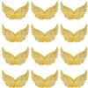 GORGECRAFT 12pz 10cm Ali d'Angelo Glitterate Dorate in Plastica 3D Fata Guardiana Decorazioni per Albero di Natale da Appendere Toppe per Artigianato Costume Festa Bomboniera Ornamenti Capelli