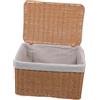 OFFSCH Cesto Portaoggetti Intrecciato 28x18x15 Cm con Coperchio e Manici