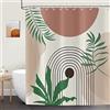 ASDCXZ Tenda da doccia stile bohémien 180 x 180 cm stile boho astratto arte sole foglie beige da bagno lavabile in poliestere impermeabile per vasca da bagno con 12 ganci
