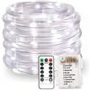 KINGCOO 100 LED Stringa Fata Luce, Impermeabile 10M 8 Modalità Luce Della Stringa del Rame Striscia Illuminazione Batteria Telecomando Natale Luci Corda Decorative per Matrimonio(Bianca)