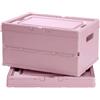 ZLLkeji Scatole Organizzative con Coperchio 2 Pezzi, Impilabile e Pieghevole, Contenitori Plastica con Maniglia per Armadio, Casa, Ufficio, Scatola di Archiviazione (Rosa)