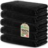 Ôhm Asciugamani 30x50 cm in Spugna di Cotone 500 g/m² Nero - Asciugamani Bidet e Ospite Morbidi e Assorbenti - Asciugamani Bagno Piccoli 30x50 - OEKO TEX Set 5
