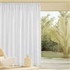 PONY DANCE Tenda Bianco Camera da Letto Semitrasparenti con Fettuccia Tende Lino per Interni Moderne Divisoria Curtain per Soggiorno e Salotto 1 Pezzo L 300 x A 245 CM