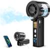 Carehabi Ventilatore Portatile con Nebulizzatore, Mini Ventilatore USB Ricaricabile 3000mAh, Display LED, 1-100 Velocità 16000 RPM, Pieghevole 115 Gradi con Cordino da Collo per Viaggio Ufficio