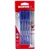 Kores - K2: Penne a Sfera con Inchiostro Blu, Biro a Punta Media Anti Sbavatura da 1 mm, Forma Triangolare Ergonomica, Confezione da 4