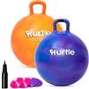 Hurtle Pallone per Saltare 51 cm per Bambini, Palla per Saltare Bambini con Maniglie, Pompa e 4 Coni, Gioco di Equilibrio, Interno ed Esterno, Giochi da Giardino, 3-12 Anni, Rosa e Blu