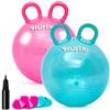 Hurtle Set 45,7 cm Pallone per Saltare Glitter per Bambini 3-6 Anni, Palla per Saltare Bambini con Maniglie, Pompa e 4 Coni, Giochi da Giardino Interno ed Esterno, PVC Antiscivolo Rosa e Verde Acqua