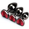 Solo Sexxy Set di 3 giocattoli anali in metallo di lusso a forma di cuore, kit di plug anali per adulti G Spot Gay anale plug donna uomo regali sessuali cose per coppie grande/medio/piccolo (rosso)