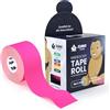 SumoTape Sumo Tape® - Rotolo di nastro kinesiologico elastico impermeabile e delicato sulla pelle, 5 m x 5 cm, in 4 colori colorati e tenuta extra forte, nastro kinesiologico medico (rosa)