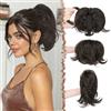 FESHFEN Coda Capelli Extension Corta con Pinza Sintetici Posticci per Donna | Coda Finta Capelli con Filo Metallico Piegabile Ciuffo DIY Ponytail Extensions Coda di Cavallo, Castano Scuro