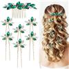 Dizila 7 pettini decorativi per capelli con cristalli + forcine per capelli a forma di U, accessori per donne e ragazze, per spose e damigelle d'onore (verde smeraldo)
