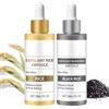 WRANBAO Fiala di riso nero, siero esfoliante di riso bianco, set di fiale esfolianti in bianco e nero, per esfoliare e idratare, idratare, raffinare i pori, 30 ml (2 pezzi W+B)