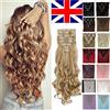 S-noilite Clip in Hair Extensions Naturale 8 Pezzi 18 Clips Testa Piena Extensions per i Capelli 60cm Riccio Biondo cenere
