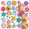 CHARLENT Tatuaggi temporanei con fiore glitterato come decorazione per feste per bambini - 74 fogli singoli tatuaggi floreali glitter per feste di compleanno delle ragazze