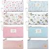 YinnFeen 8 Pezzi Mini Trousse per Cosmetici, Piccola Borsa Cosmetica in Canvas con Motivi Floreali e a Righe, Portamonete in Tela e Piccola Trousse per il Trucco per Monete Cosmetici Cuffie