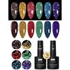 YTD Likomey Kit Smalto Semipermanente per Unghie in gel Glitter,7.5ml 6 Colori Riflettente Glitterato Smalti Semipermanenti per Unghie Con Base E Top Coat,Inverno Giorno di Natale Manicure UV Gel