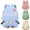 Presentimental Zaino Bambini Personalizzato con Nome Zainetto Scuola in Velluto a Coste per Bambina Bambino Zaino Asilo Materna Leggero Borsa Prescuola Regalo Compleanno Ritorno a Scuola (Blu-Filo di cotone)