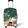 LNXSESN Cprivaligia Fungo Stella Verde Coprivaligia Media Elastica Copri Valigia Media Lavabile Anti-Graffio Copertur Copertura Valigia con Cerniera Copri Trolley Riusabile Luggage Cover Per 22-25 Inch