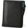 Leeadwaey Verticale Uomo ID Cridit Slot Per Schede PU Bifold Style Portafoglio Corto Cerniera portamonete, nero, Nero , Come Descrizione