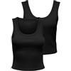 ONLY Tank Top 2 Pack Onleasy-Canottiera S/L, Confezione da 2 Pezzi, CS Jrs, Nero, S (Pacco da 2) Donna