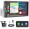 WERESOUND Autoradio 1 DIN con Schermo Wireless CarPlay e Android Auto, Stereo Auto Bluetooth da 7 Pollici Touchscreen, Navigatore GPS, Mirror Link, FM, Telecamera Posteriore, Comandi Vocali, Type-C