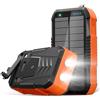 Kruilan 70000mAh Power Bank Solare con Ricarica Wireless 30W PD Batteria Esterna Portatile con 6 Uscite,Torcia LED Bussola e Manovella di emergenza,Ideale per Campeggio e Attività Outdoor
