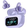 PTHTECHUS Cuffie Auricolari Aperte, Touchscreen Intelligente Auricolare Con Clip, Cuffia Traduzione, 3.7g Ultraleggero Comfort, 65 ore di Riproduzione, Auricolari Open Ear Bluetooth 5.4 (VIOLA)