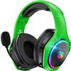 Tatybo Cuffie da gioco senza fili, cuffie con microfono rumore ambientale, 7.1 suono surround, batteria da 35 H, trasduttori 50 mm, auricolari traspiranti, cuffie gamer per Ps5 PC Ps4 Switch, verde