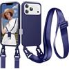 Jrkvniv Cordino Cover Compatible con iPhone 17 Pro Max Case, Necklace Cover Corda Custodia Collana Case Anti Graffio Antiurto Cellulare Bumper Silicone Liquido Shell iPhone 17 Pro Max Tracolla, Blu