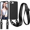 Jrkvniv Cordino Cover Compatible con iPhone 16E Case, Necklace Cover Corda Custodia Collana Case Anti Graffio Antiurto Cellulare Bumper Silicone Liquido Shell iPhone 16E Tracolla, Nero
