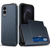 Beajew Custodia per Samsung Galaxy S25 edge, Custodia Hybrid con scompartimento per tessere compatibile, TPU Bumper Silicone Custodie, Anti Graffio Hard PC, Antiurto Grado Militare - Blu Navy