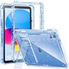 INFILAND Bambini Custodia per iPad (A16) 11a/10a Generazione (2025/2022),Protettiva Antiurto Resistente Con Supporto,Trasparente Glitterato Carino Per Ragazze E Donne (blu)