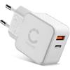 CELLONIC Caricatore USC C & USC A da muro doppia uscia per maggiore flessibilità di impiego, PD 20W, per cellulari smartphone tablet e altri dispositivi - colore bianco
