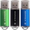 SIMMAX Pendrive 3 pezzi 16GB Chiavetta USB 2.0 Unità Memoria Flash di SIMMAX (16GB Verde Nero Blu)