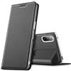 Verco case per Sony Xperia 10 III Cover, Custodia a Libro Pelle PU per Xperia 10 III Booklet Protettiva [magnetica integrata], Nero