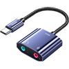 Biaze Y115 - Adattatore audio USB C a jack da 3,5 mm, scheda audio esterna con cuffie da 3,5 mm, jack TRS a tipo C, compatibile con Windows, laptop, desktop Windows, MAC, Linux, PC, PS5, PS4