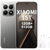XIAOMI 15T,Smartphone 12+512GB, Display da 6,83 120Hz,MediaTek Dimensity 8400-Ultra,Obiettivo ottico Leica Summilux 50MP, 5500mAh, Garanzia 2 anni,Grigio,con caricatore da 120W