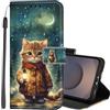 Lonrapa Cover per Samsung Galaxy S25 FE 5G Custodia in PU Pelle Portafoglio per Galaxy S25 FE 5G Fiori Colorati Motivo a Libro Flip Caso con Magnetica TPU Antiurto Protettiva Cover - Gatto