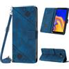 Mo-Beauty Custodia per Samsung Galaxy J4 Plus 2018/J4 Prime, PU Pelle Portafoglio Flip Custodia a tracolla [Supporto] [Scomparto per carte] [Chiusura Magnetica] Cover per Samsung J4 Plus 2018 - Blu