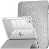 INFILAND Custodia per iPad 11 Generazione A16 11 Pollici 2025/iPad 10 Generazione 10,9 Pollici 2022,Glitterata con Retro Trasparente Brillante, Portapenne, per Bambini e Ragazze (Argento)
