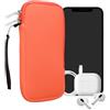 kwmobile Custodia in Neoprene con Zip per Smartphone XL - 6,7/6,8 - Astuccio Portacellulare a Sacchetto con Cerniera - Borsa in corallo fluorescente