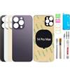 BAYERQ Vetro Posteriore di Ricambio Compatibile con iPhone 14 Pro Max - Grande Foro Fotocamera - Kit Strumenti Riparazione - Vetro Temperato Cover Batteria (Oro)